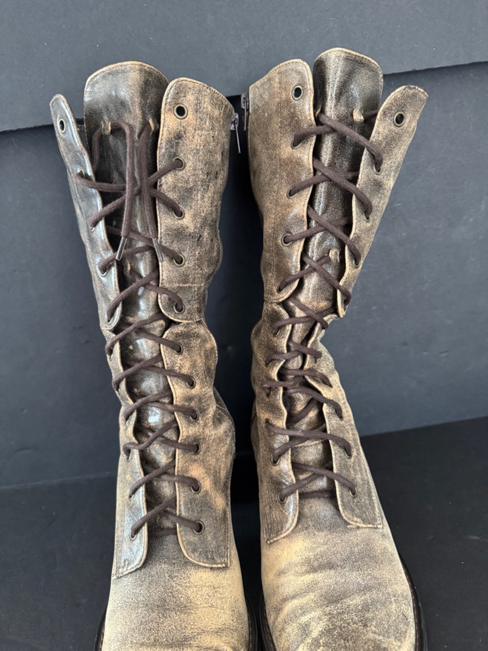 Vintage Pazzo Distressed Look Lace up Boots - Picture 6 of 17